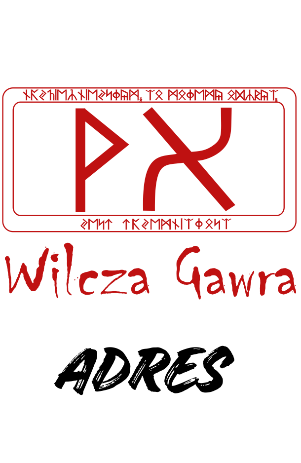 Obraz logo wilcza gawra i Napis adres
